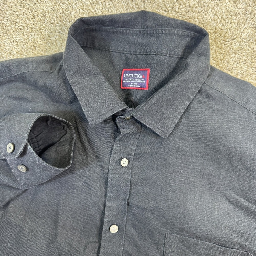 UNTUCKit Vin Santo Black Linen Shirt XXXL Relaxed Fit Wrinkle Resistant 35367